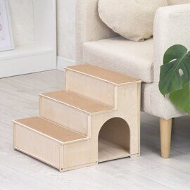 ECO домик-лестница разборный, 37*38.5*h33см (фанера, ковролин) бежевый